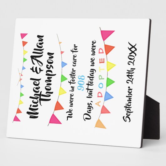 Aanneming van Foster Care Aankondiging gatchdag Fotoplaat (Zijkant)
