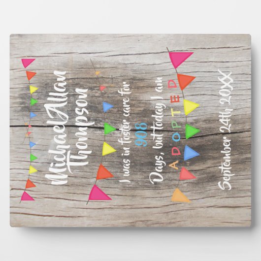 Aanneming van Foster Care Aankondiging gatchdag Fotoplaat (Voorkant)