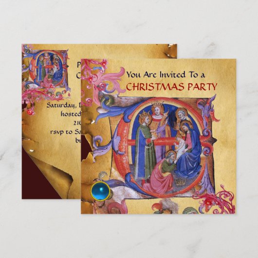 AANNEMING VAN HET MAGI CHRISTMAS NATIVITY PARCHMEN KAART (Voorkant / Achterkant)