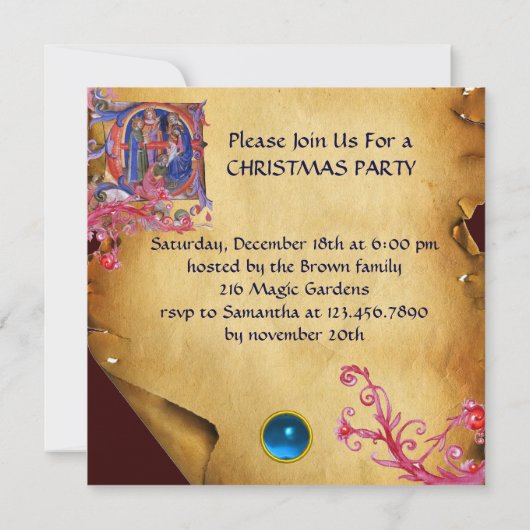 AANNEMING VAN HET MAGI CHRISTMAS NATIVITY PARCHMEN KAART (Achterkant)