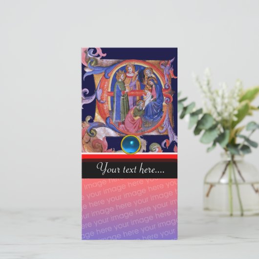 AANNEMING VAN HET PARCHMENT Blue Gem VAN MAGI CHRI Feestdagenkaart (Staand voorkant)