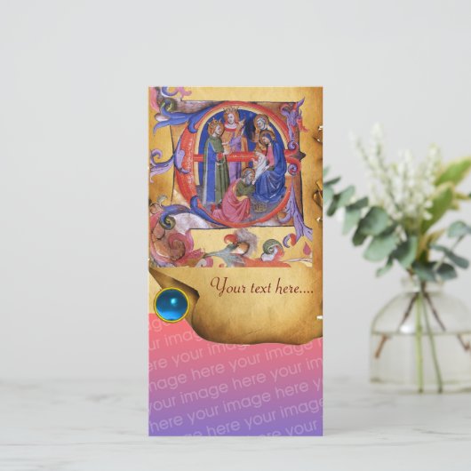 AANNEMING VAN HET PARCHMENT Blue Gem VAN MAGI CHRI Feestdagenkaart (Staand voorkant)