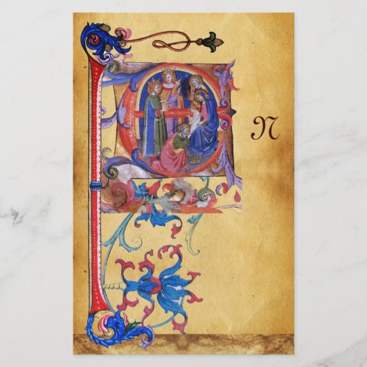 AANNEMING VAN MAGI CHRISTMAS PARCHMENT MONOGRAM BRIEFPAPIER (Voorkant)