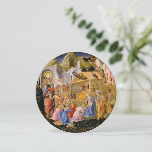 AANNEMING VAN MAGI Fra Angelico, Gemstone, Kerstmi Kaart (Staand voorkant)