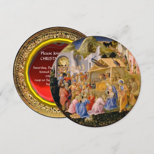 AANNEMING VAN MAGI Fra Angelico, Gemstone, Kerstmi Kaart (Voorkant / Achterkant)