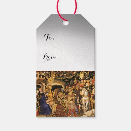 AANNEMING VAN MAGI Gentile Da Fabriano, Kerstmis Cadeaulabel (Voorkant)