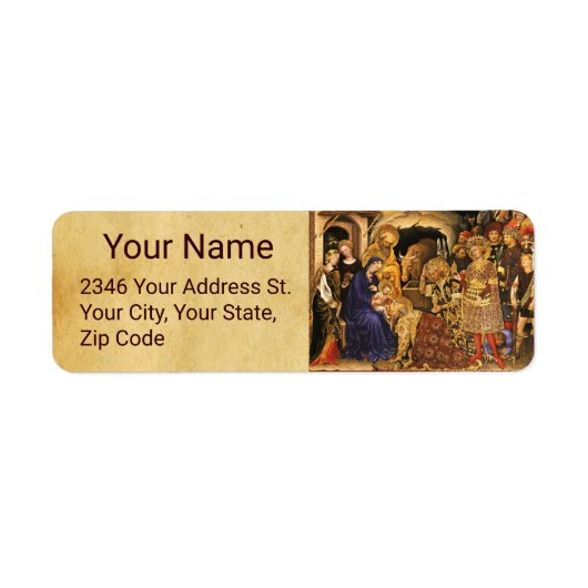 AANNEMING VAN MAGI Gentile Da Fabriano, Kerstmis Etiket (Voorkant)
