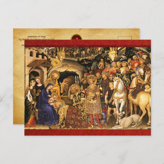 AANNEMING VAN MAGI Gentile Da Fabriano, Kerstmis Feestdagenkaart (Voorkant / Achterkant)