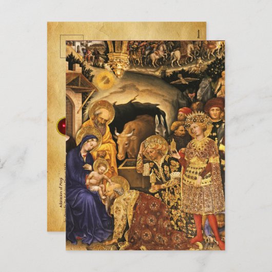 AANNEMING VAN MAGI Gentile Da Fabriano, Kerstmis Feestdagenkaart (Voorkant / Achterkant)