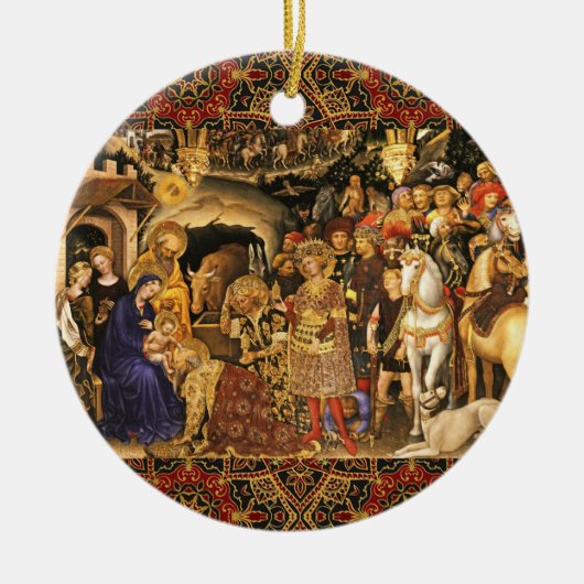 AANNEMING VAN MAGI Gentile Da Fabriano, Kerstmis Keramisch Ornament (Voorkant)