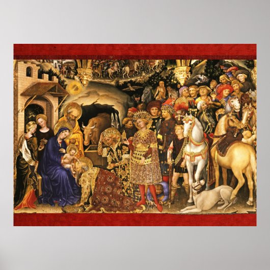 AANNEMING VAN MAGI Gentile Da Fabriano, Kerstmis Poster (Voorkant)