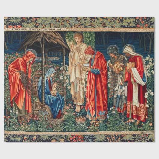 AANNEMING VAN MAGI Morris, Burne-Jones Kerstmis Cadeaupapier (Vlak)