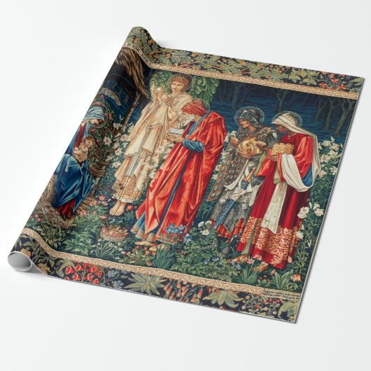 AANNEMING VAN MAGI Morris, Burne-Jones Kerstmis Cadeaupapier (Uitgerold)