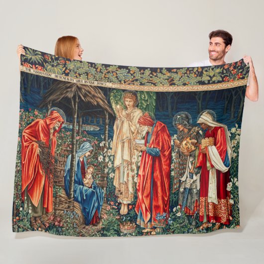 AANNEMING VAN MAGI Morris, Burne-Jones Kerstmis Fleece Deken (In situ)