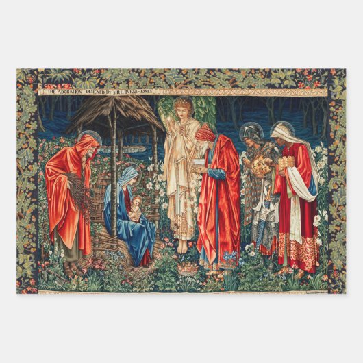 AANNEMING VAN MAGI Morris, Burne-Jones Kerstmis Inpakpapier Vel (Voorkant)