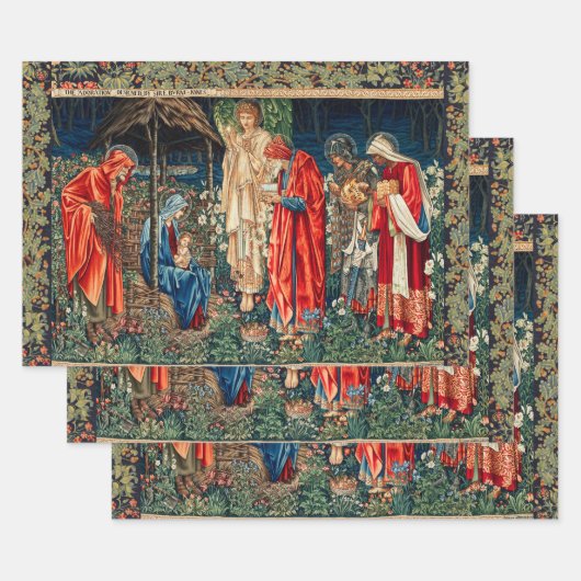 AANNEMING VAN MAGI Morris, Burne-Jones Kerstmis Inpakpapier Vel (Set)