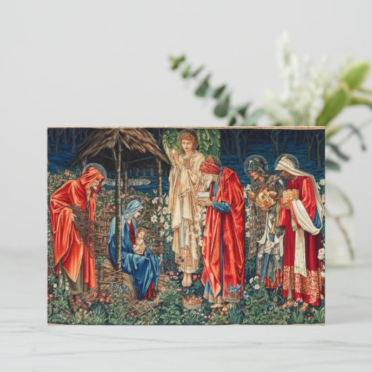 AANNEMING VAN MAGI Morris, Burne-Jones Kerstmis Kaart (Staand voorkant)