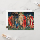 AANNEMING VAN MAGI Morris, Burne-Jones Kerstmis Kaart (Voorkant / Achterkant in situ)