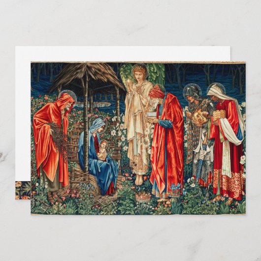 AANNEMING VAN MAGI Morris, Burne-Jones Kerstmis Kaart (Voorkant / Achterkant)
