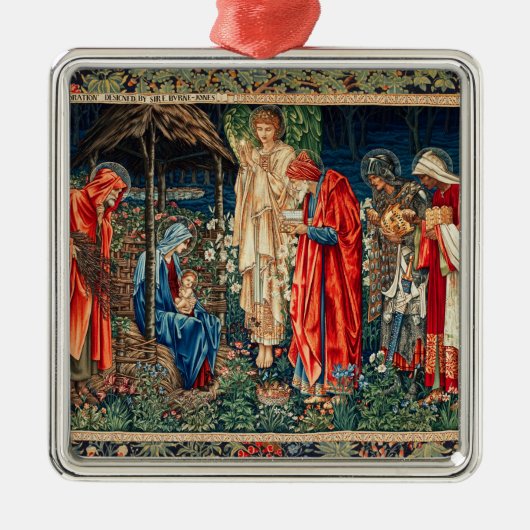 AANNEMING VAN MAGI Morris, Burne-Jones Kerstmis Metalen Ornament (Voorkant)