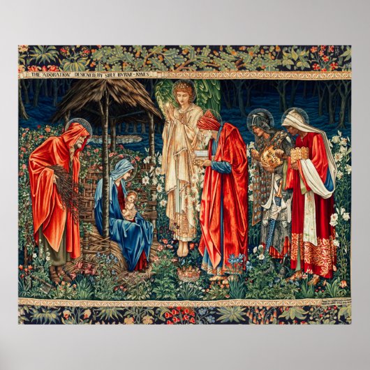 AANNEMING VAN MAGI Morris, Burne-Jones Kerstmis Poster (Voorkant)