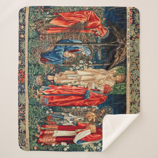 AANNEMING VAN MAGI Morris, Burne-Jones Kerstmis Sherpa Deken (Voorkant)