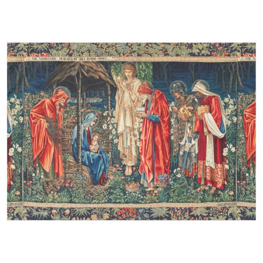 AANNEMING VAN MAGI Morris, Burne-Jones Kerstmis Tafelkleed (Voorkant (Horizontaal))