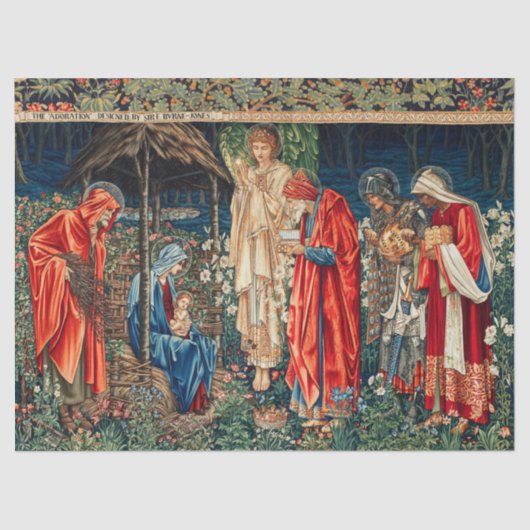 AANNEMING VAN MAGI Morris, Burne-Jones Kerstmis Tissuepapier (Voorkant)