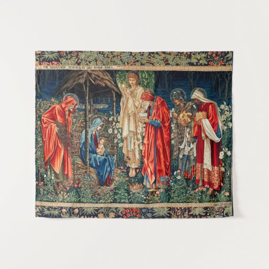 AANNEMING VAN MAGI Morris, Burne-Jones Kerstmis Wandkleed (Voorkant (horizontaal))