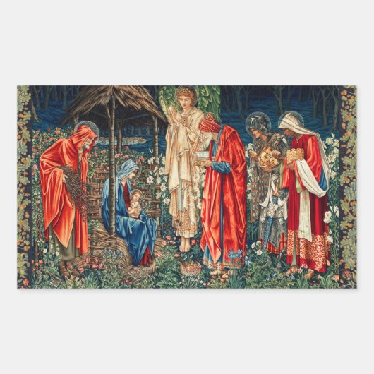 AANNEMING VAN MAGI Morris, Burne-Jones Rechthoekige Sticker (Voorkant)