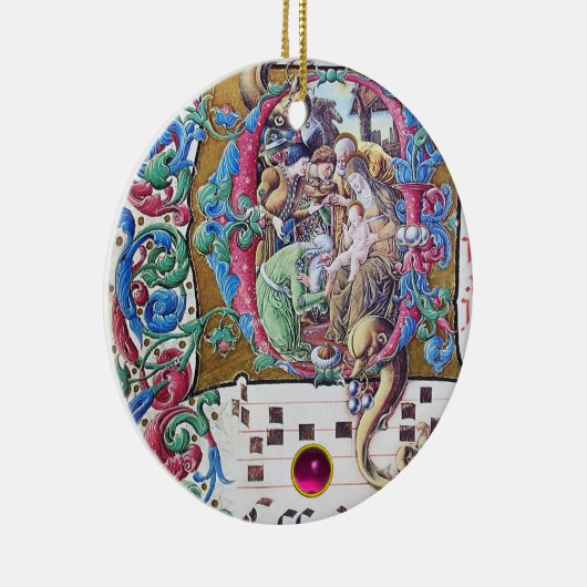 AANNEMING VAN MAGI,NATIVITEITSMONOGRAM MET DOLFINE KERAMISCH ORNAMENT (Rechts)