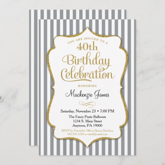 Aannodiging Goud gouden Stripes Kaart (Voorkant / Achterkant)