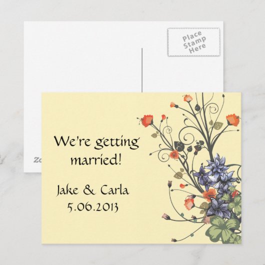 Aannodiging op toegewezen bloemen uitnodiging briefkaart (Voorkant / Achterkant)