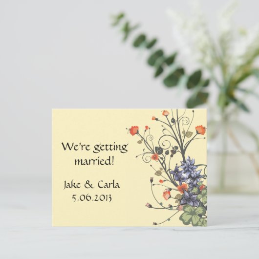 Aannodiging op toegewezen bloemen uitnodiging briefkaart (Staand voorkant)