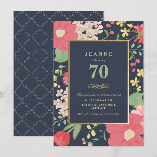 Aannodiging op zondag - Goud, Elegant Floral Kaart (Voorkant / Achterkant)