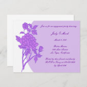 Aannodiging Paarse Flower Custom Engagement Party Kaart (Voorkant / Achterkant)