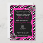 Aannodiging tot Baby shower Zebra Print - Hot Pink Kaart (Voorkant)
