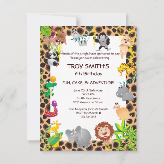 Aannodiging van de Afrikaanse Safari-Kind om de ve Kaart (Voorkant)