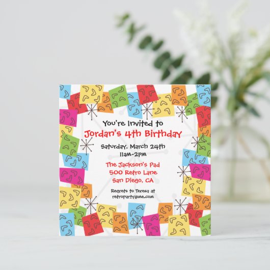 Aannodiging van de Birthday-partij van de halverwe Kaart (Staand voorkant)