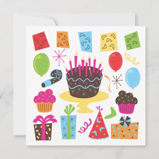 Aannodiging van de Birthday-partij van de halverwe Kaart (Achterkant)