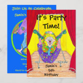 Aannodiging van de partij van Kind Birthday Kaart (Voorkant / Achterkant)