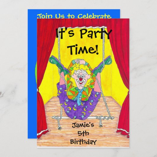 Aannodiging van de partij van Kind Birthday Kaart (Voorkant / Achterkant)