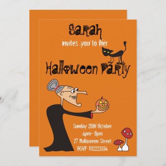 Aannodiging voor een aangepaste heks-partij kaart (Voorkant / Achterkant)