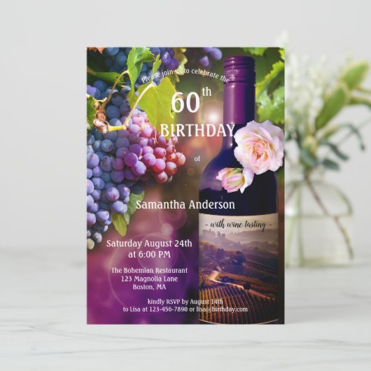 Aannodiging voor het uittesten van volwassen wijn  kaart (Staand voorkant)