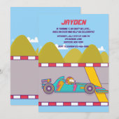 Aannodiging voor kleurrijke race-auto kaart (Voorkant / Achterkant)