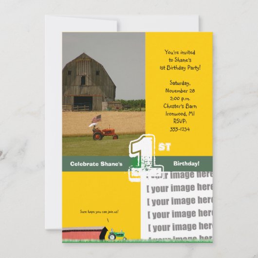 Aannodiging voor trekkende verjaardag:  Barn & Tra Kaart (Voorkant)