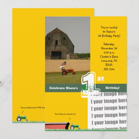 Aannodiging voor trekkende verjaardag:  Barn & Tra Kaart (Voorkant / Achterkant)