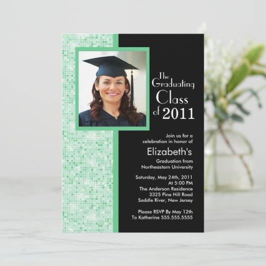 Aannodigingsfoto voor Classy Green en Black Afstud Kaart (Staand voorkant)