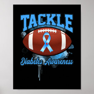 Aanpak Football Blauwe Ribbon Diabetes Poster