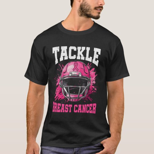 Aanpak Football Borstkanker Bewustmakingsroze ribb T-shirt (Voorkant)
